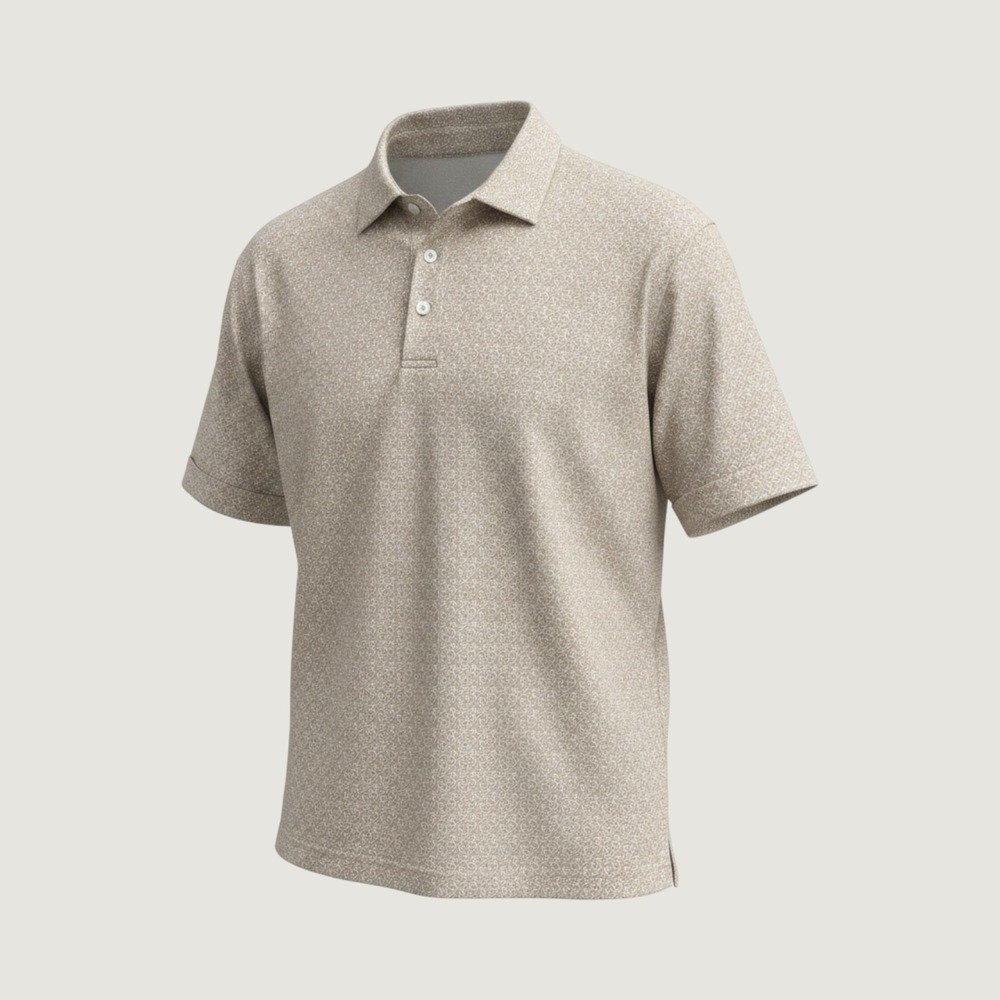 Jack Nicklaus Mens Large Tan White Floral Print Performance Golf Polo Shirt L